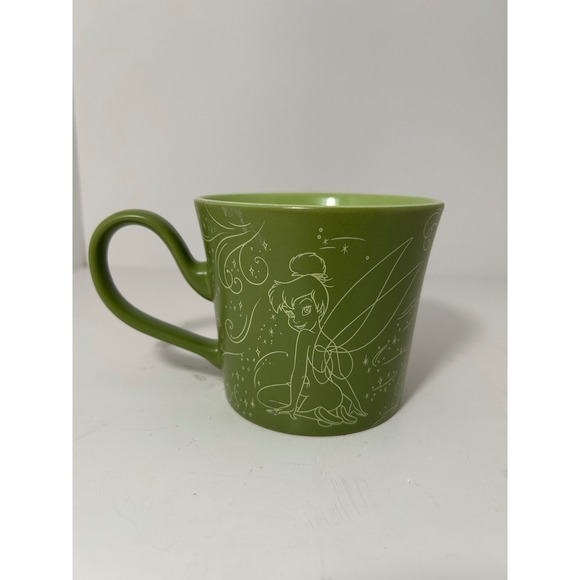 Disney Store Tinker Bell Green Ceramic Coffee Mug Disney Fairies Swirls Stars - Picture 3 of 6